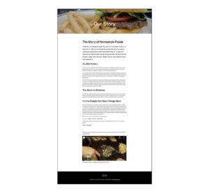 Homestyle Foods About Us Page Design